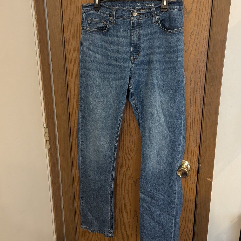 George Relaxed Fit Straight Leg Denim Blue Jeans-Men's 32/34